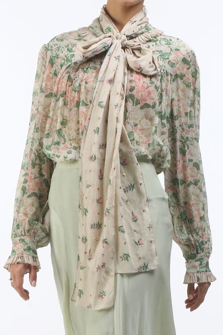 Nikasha_Grey Round Hand Painted Blouse _Online_at_Aza_Fashions