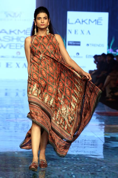 Rajdeep Ranawat Silk Printed Maxi Dress 