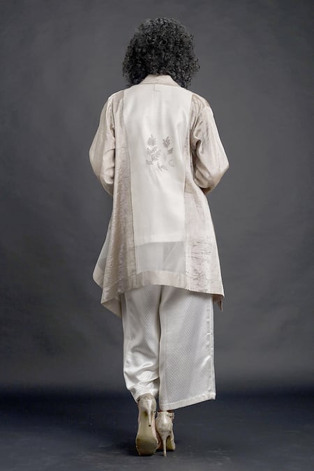 Bodhi Tree Embroidered Sheer Jacket & Pant Set 