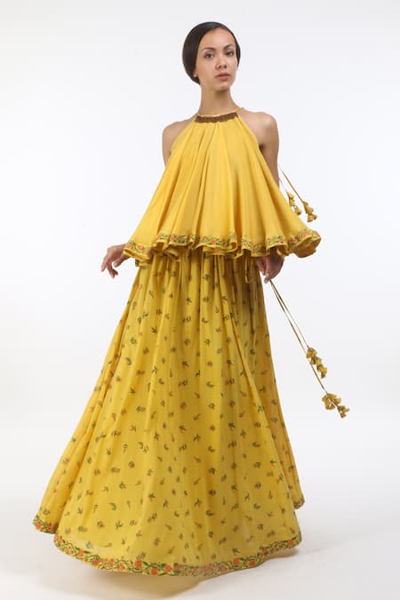 Nikasha Flared Top with Printed Lehenga 