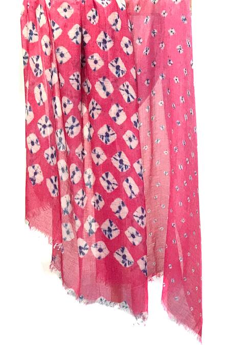 Pashma_Pink Cashmere Shibori Print Scarf _Online_at_Aza_Fashions