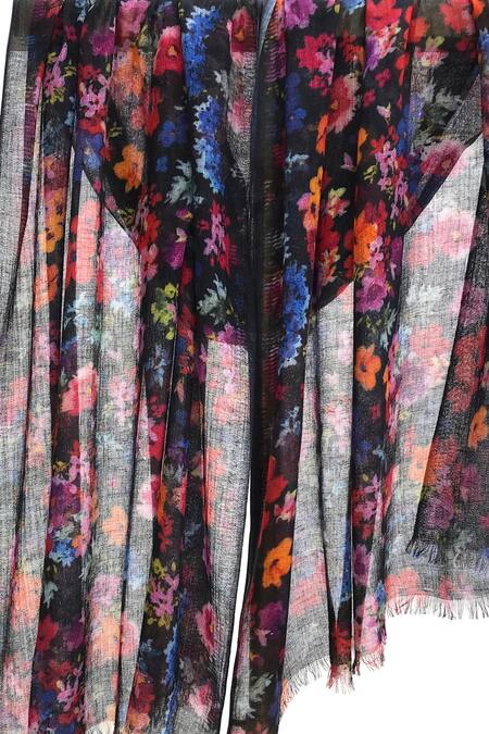Pashma_Multi Color Cashmere Floral Print Scarf _Online_at_Aza_Fashions