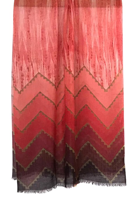 Pashma Peach Cashmere Chevron Print Scarf Online at Aza Fashions Pashma_Peach Cashmere Chevron Print Scarf _Online_at_Aza_Fashions