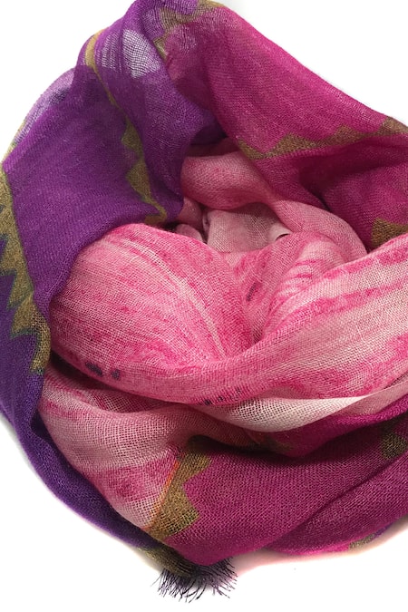 Shop Pashma Pink Cashmere Chevron Print Scarf at Aza Fashions Shop_Pashma_Pink Cashmere Chevron Print Scarf _at_Aza_Fashions