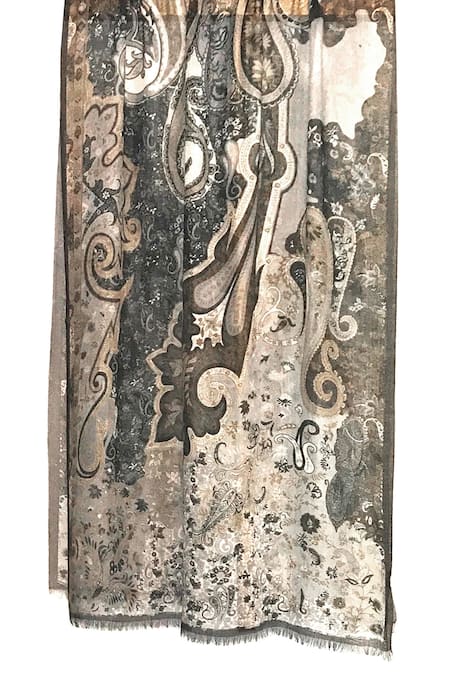 Pashma Grey Cashmere Printed Scarf Online at Aza Fashions Pashma_Grey Cashmere Printed Scarf _Online_at_Aza_Fashions