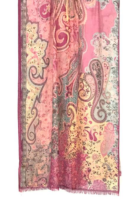 Pashma_Pink Cashmere Printed Scarf _Online_at_Aza_Fashions