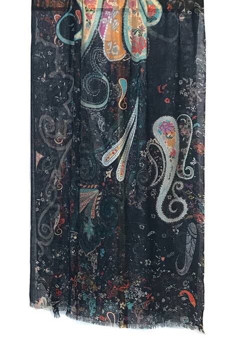 Pashma Black Cashmere Printed Scarf Online at Aza Fashions Pashma_Black Cashmere Printed Scarf _Online_at_Aza_Fashions
