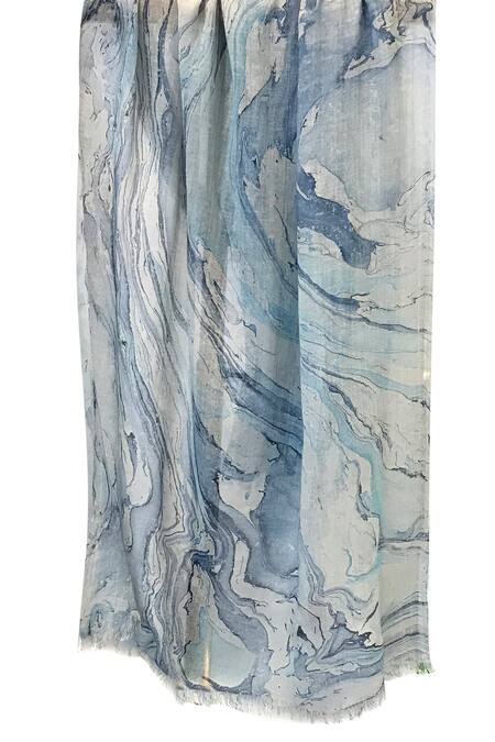 Pashma Blue Cashmere Printed Scarf Online at Aza Fashions Pashma_Blue Cashmere Printed Scarf _Online_at_Aza_Fashions