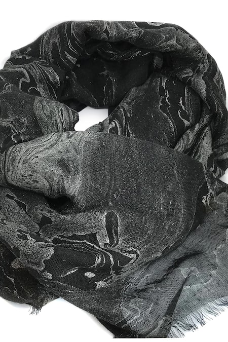 Shop Pashma Black Cashmere Printed Scarf at Aza Fashions Shop_Pashma_Black Cashmere Printed Scarf _at_Aza_Fashions