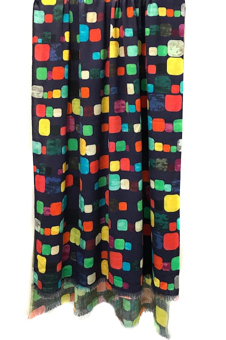 Pashma Multi Color Cashmere Frayed Printed Scarf Online at Aza Fashions Pashma_Multi Color Cashmere Frayed Printed Scarf _Online_at_Aza_Fashions