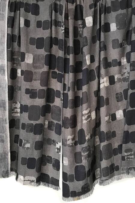 Pashma Black Cashmere Frayed Printed Scarf Online at Aza Fashions Pashma_Black Cashmere Frayed Printed Scarf _Online_at_Aza_Fashions