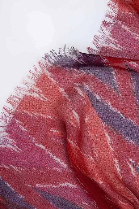 Buy_Pashma_Red Printed Silk Cashmere Scarf _Online_at_Aza_Fashions