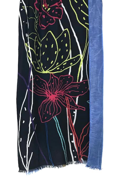 Pashma Black Cashmere Printed Scarf Online at Aza Fashions Pashma_Black Cashmere Printed Scarf _Online_at_Aza_Fashions