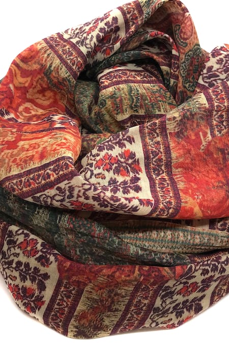 Pashma Frayed Printed Scarf 