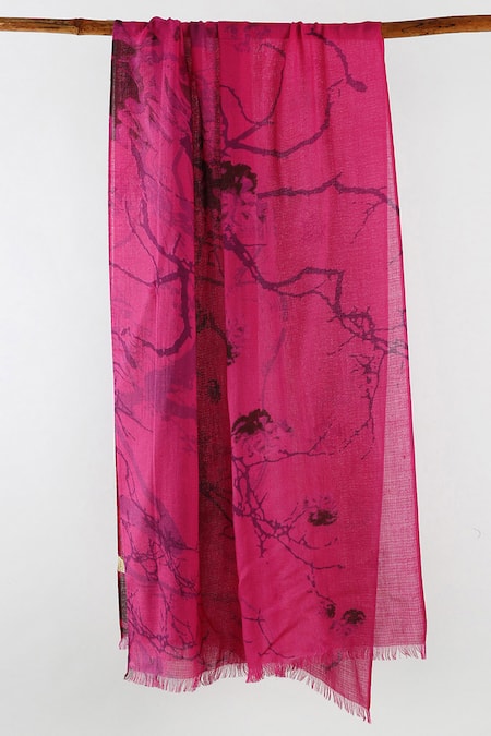 Pashma Pink Printed Silk Cashmere Scarf