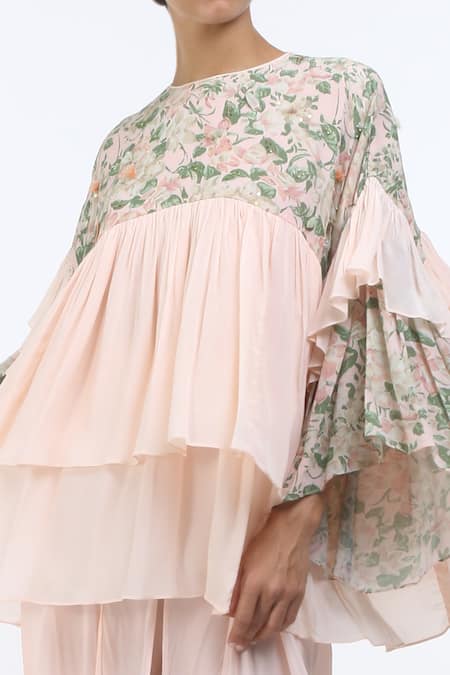 Nikasha Pink Round Layered Printed Top Online at Aza Fashions Nikasha_Pink Round Layered Printed Top _Online_at_Aza_Fashions