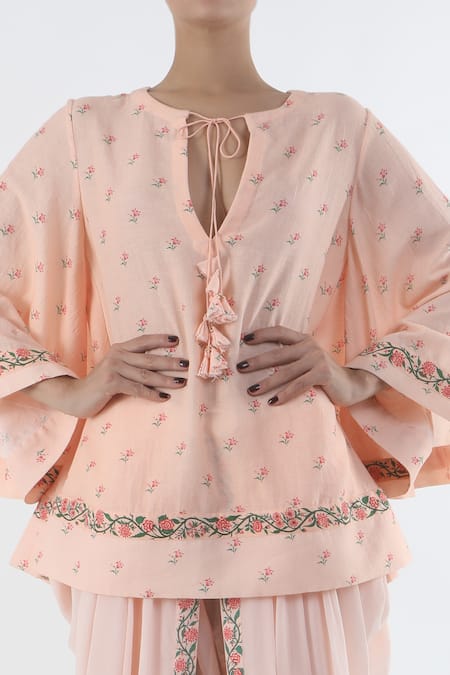 Nikasha_Pink Round Floral Print Blouse _Online_at_Aza_Fashions