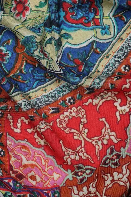 Buy Pashma Blue Printed Silk Cashmere Scarf Online at Aza Fashions Buy_Pashma_Blue Printed Silk Cashmere Scarf _Online_at_Aza_Fashions