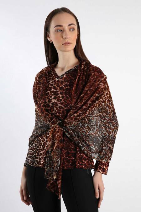 Pashma Black Printed Cashmere Animal Scarf Online at Aza Fashions Pashma_Black Printed Cashmere Animal Scarf _Online_at_Aza_Fashions