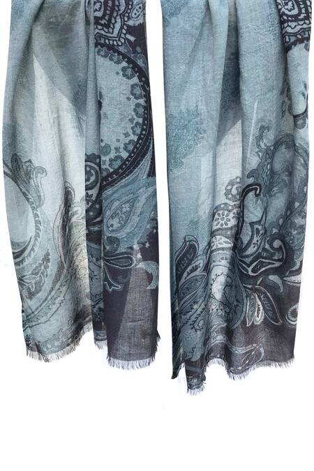 Pashma Blue Cashmere Printed Scarf Online at Aza Fashions Pashma_Blue Cashmere Printed Scarf _Online_at_Aza_Fashions
