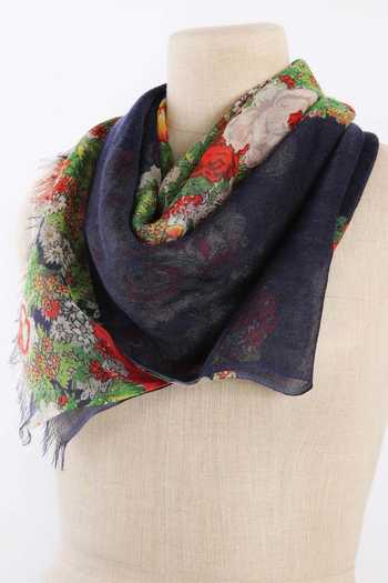 Buy Pashma Multi Color Floral Print Silk Cashmere Scarf at Aza Fashions Buy_Pashma_Multi Color Floral Print Silk Cashmere Scarf _at_Aza_Fashions