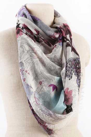 Buy_Pashma_White Embroidery Floral Print Silk Cashmere Scarf _Online_at_Aza_Fashions