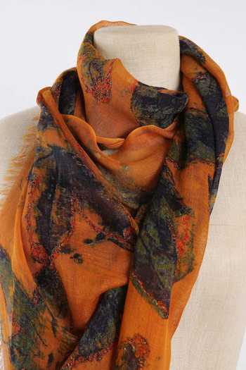 Buy_Pashma_Orange Printed Silk Cashmere Scarf _Online_at_Aza_Fashions