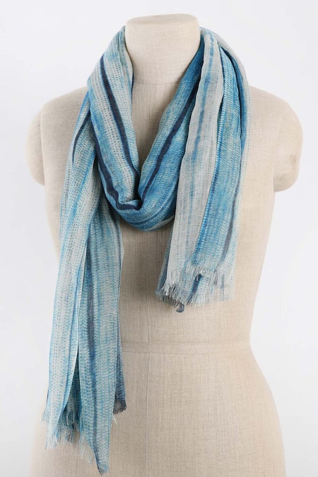 White & Grey Striped Scarf