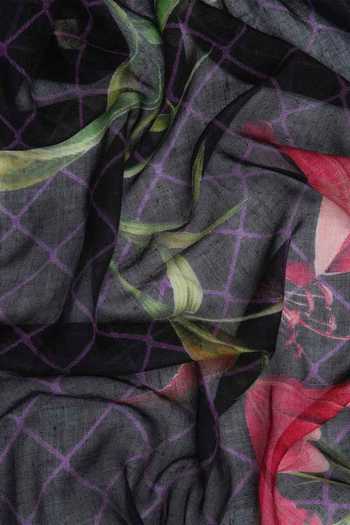 Buy Pashma Gray Floral Print Silk Cashmere Scarf Online at Aza Fashions Buy_Pashma_Gray Floral Print Silk Cashmere Scarf _Online_at_Aza_Fashions