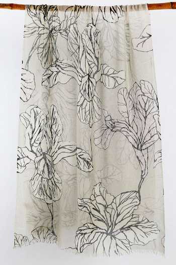 Buy Pashma Gray Foil Printing Floral Silk Cashmere Scarf at Aza Fashions Buy_Pashma_Gray Foil Printing Floral Silk Cashmere Scarf _at_Aza_Fashions