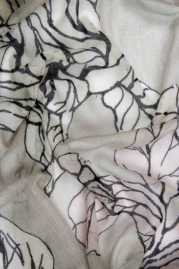 Pashma Gray Foil Printing Floral Silk Cashmere Scarf Online at Aza Fashions Pashma_Gray Foil Printing Floral Silk Cashmere Scarf _Online_at_Aza_Fashions