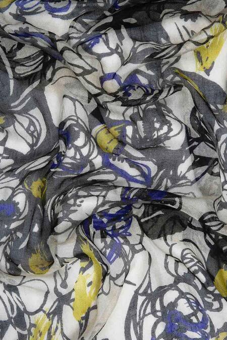 Buy_Pashma_White Printed Silk Cashmere Scarf _Online_at_Aza_Fashions