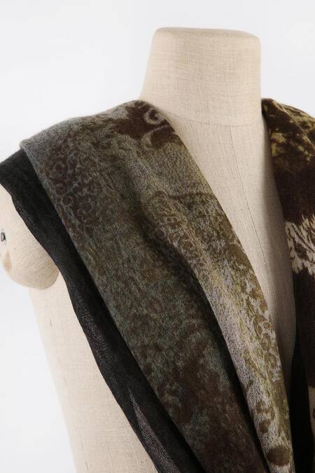 Shop Pashma Black Printed Cashmere Scarf at Aza Fashions Shop_Pashma_Black Printed Cashmere Scarf _at_Aza_Fashions