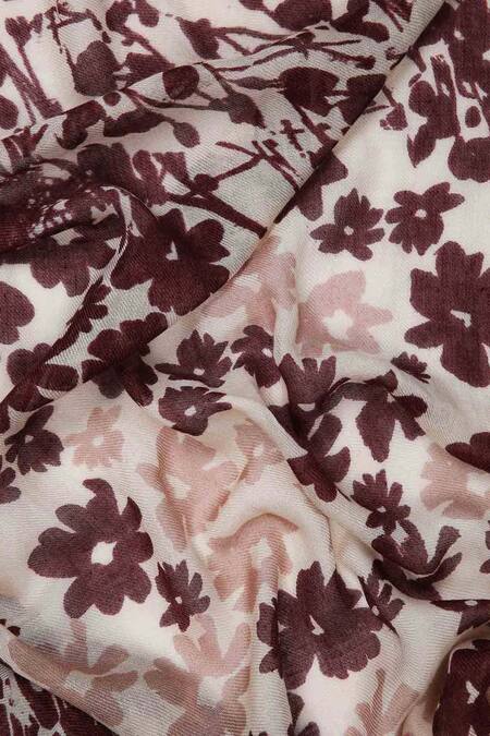 Pashma Beige Printed Silk Cashmere Floral Scarf Online at Aza Fashions Pashma_Beige Printed Silk Cashmere Floral Scarf _Online_at_Aza_Fashions