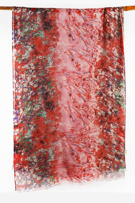 Pashma Red Printed Silk Cashmere Scarf Online at Aza Fashions Pashma_Red Printed Silk Cashmere Scarf _Online_at_Aza_Fashions
