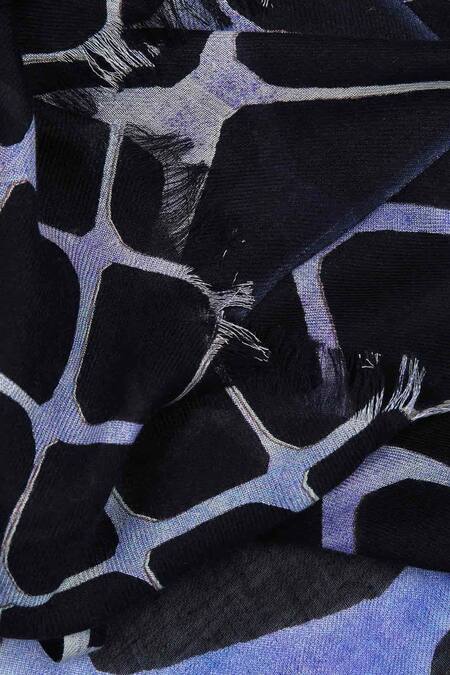 Buy Pashma Blue Printed Silk Cashmere Scarf Online at Aza Fashions Buy_Pashma_Blue Printed Silk Cashmere Scarf _Online_at_Aza_Fashions