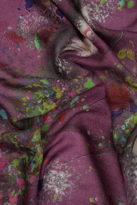 Buy Pashma Purple Printed Silk Cashmere Linen Scarf Online at Aza Fashions Buy_Pashma_Purple Printed Silk Cashmere Linen Scarf _Online_at_Aza_Fashions