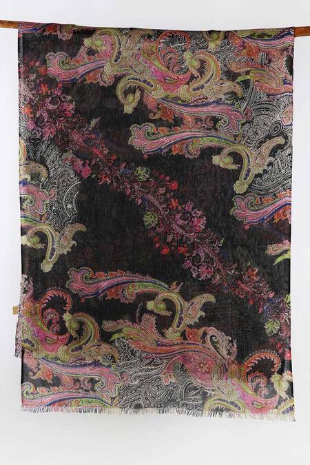 Buy Pashma Black Printed Silk Cashmere Scarf Online at Aza Fashions Buy_Pashma_Black Printed Silk Cashmere Scarf _Online_at_Aza_Fashions