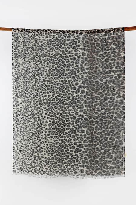 Shop Pashma Black Printed Silk Cashmere Animal Scarf at Aza Fashions Shop_Pashma_Black Printed Silk Cashmere Animal Scarf _at_Aza_Fashions