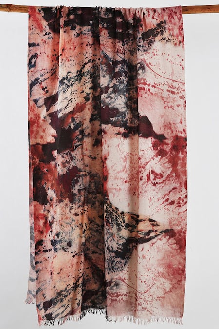 Shop Pashma Black Printed Silk Cashmere Scarf at Aza Fashions Shop_Pashma_Black Printed Silk Cashmere Scarf _at_Aza_Fashions