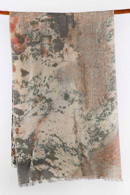 Shop Pashma Multi Color Printed Silk Cashmere Scarf at Aza Fashions Shop_Pashma_Multi Color Printed Silk Cashmere Scarf _at_Aza_Fashions