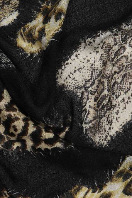 Buy Pashma Black Printed Silk Cashmere Animal Scarf Online at Aza Fashions Buy_Pashma_Black Printed Silk Cashmere Animal Scarf _Online_at_Aza_Fashions