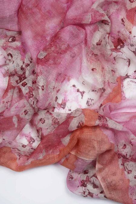 Pashma Pink Printed Silk Cashmere Floral Scarf Online at Aza Fashions Pashma_Pink Printed Silk Cashmere Floral Scarf _Online_at_Aza_Fashions