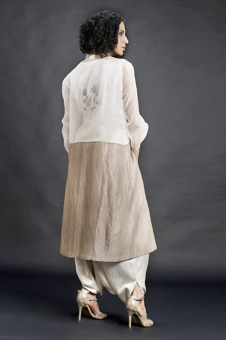 Bodhi Tree Embroidered Sheer Jacket & Dhoti Pant Set 