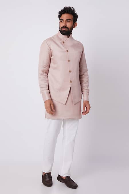 Buy Designer White Raw Silk Men Sherwani Set