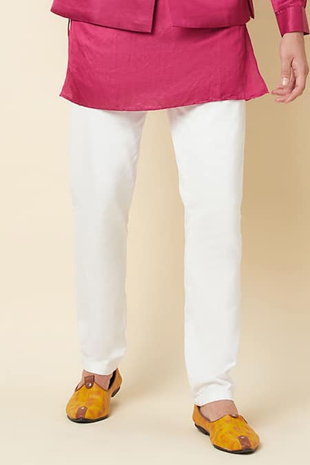 Shop_Spring Break_Pink Linen Satin Bundi And Kurta Set _Online_at_Aza_Fashions