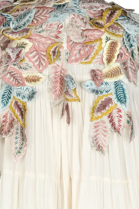 Buy_Samant Chauhan_White Silk Lining Embroidery High Gown _Online_at_Aza_Fashions