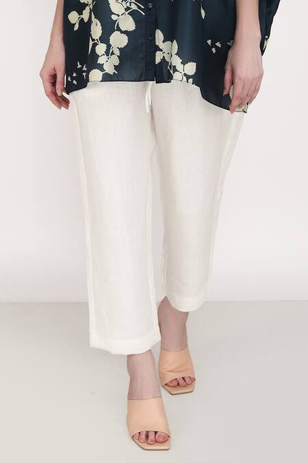 Shop Arcvsh By Pallavi Singh Blue Linen, 100% Silk Petal Mandarin Collar Print Shirt And Pant Set Online at Aza Fashions Shop_Arcvsh By Pallavi Singh_Blue Linen, 100% Silk Petal Mandarin Collar Print Shirt And Pant Set _Online_at_Aza_Fashions