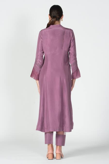 Shop Sitaraa Purple Habutai Silk Pleated Anarkali Set at Aza Fashions Shop_Sitaraa_Purple Habutai Silk Pleated Anarkali Set_at_Aza_Fashions