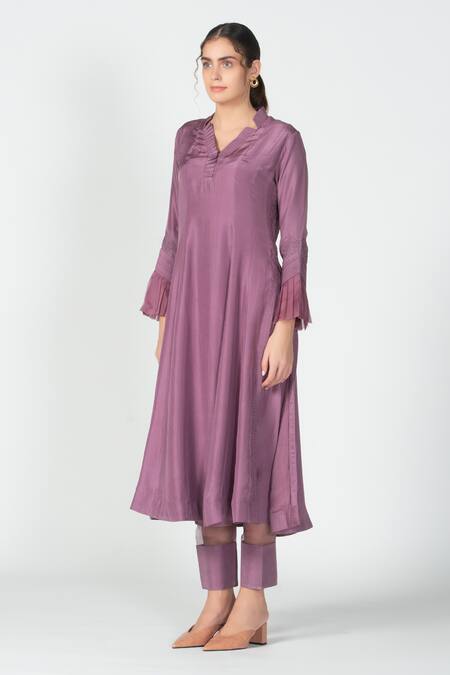 Sitaraa Purple Habutai Silk Pleated Anarkali Set Online at Aza Fashions Sitaraa_Purple Habutai Silk Pleated Anarkali Set_Online_at_Aza_Fashions